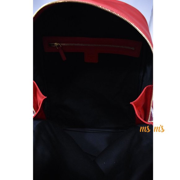 NWT MCM Large RED Nylon Logo Backpack - Picture 7 of 8